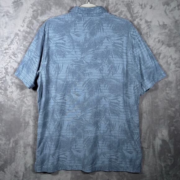 TravisMathew Polo Shirt XL Blue Palm Print Pima Cotton Blend Made in Peru - Picture 2 of 6